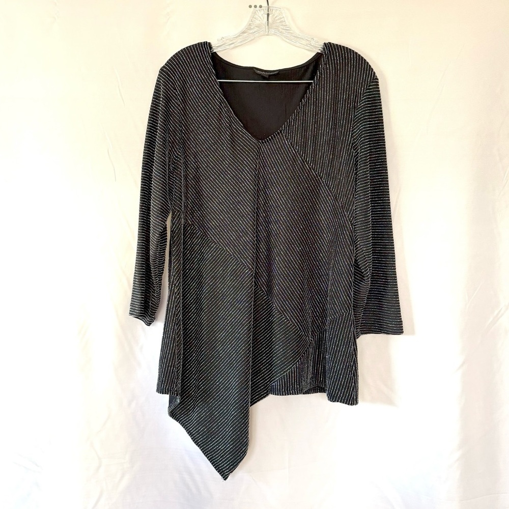 Made in USA sparkly stretchy Black and White Striped Women's Top